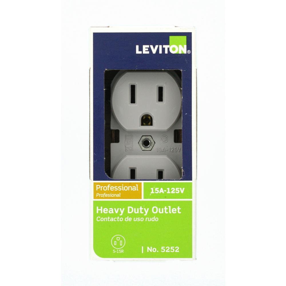15 Amp Industrial Grade Narrow-Body Duplex Outlet, Gray - Super Arbor