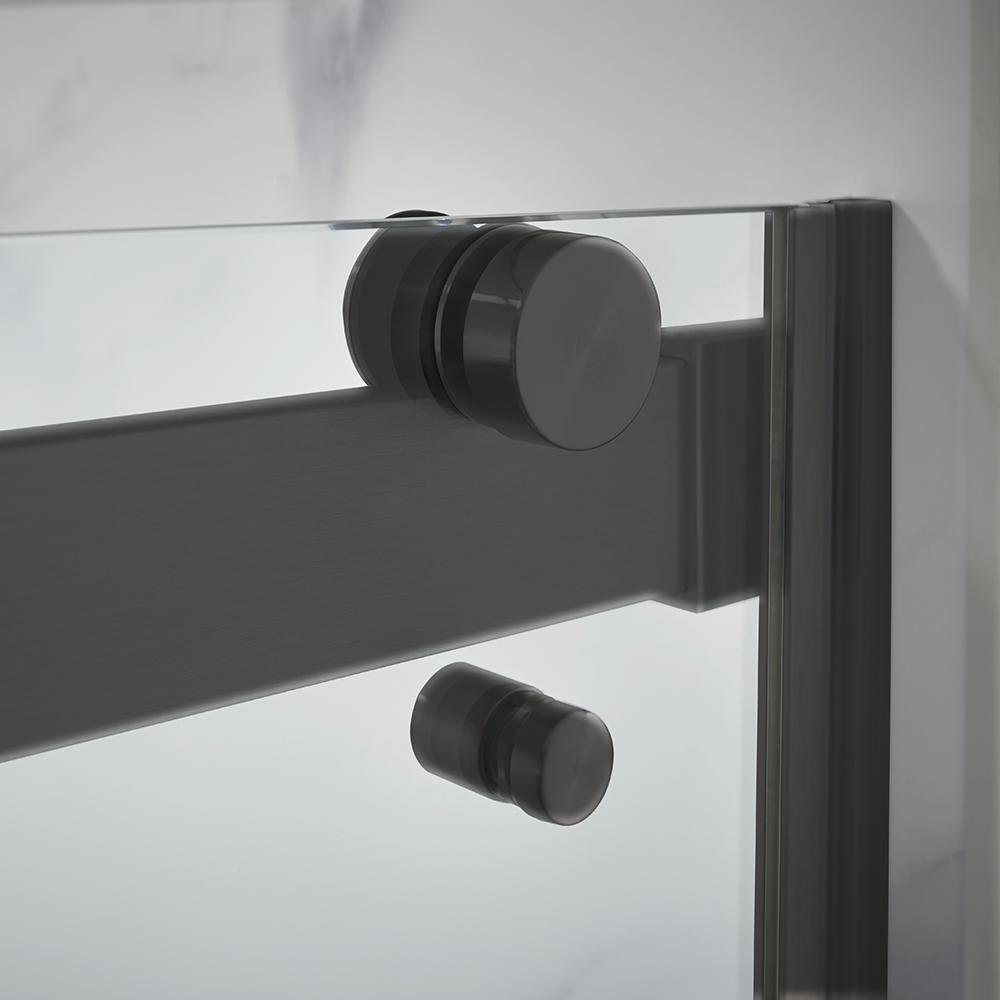 Lagoon Vertical Handle 48 in. L x 34 in. W x 80 in. H Center Drain Alcove Shower Kit in Slate and Matte Black - Super Arbor