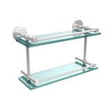 16 in. L x 8 in. H x 5 in. W 2-Tier Clear Glass Bathroom Shelf with Gallery Rail in Brushed Bronze - Super Arbor