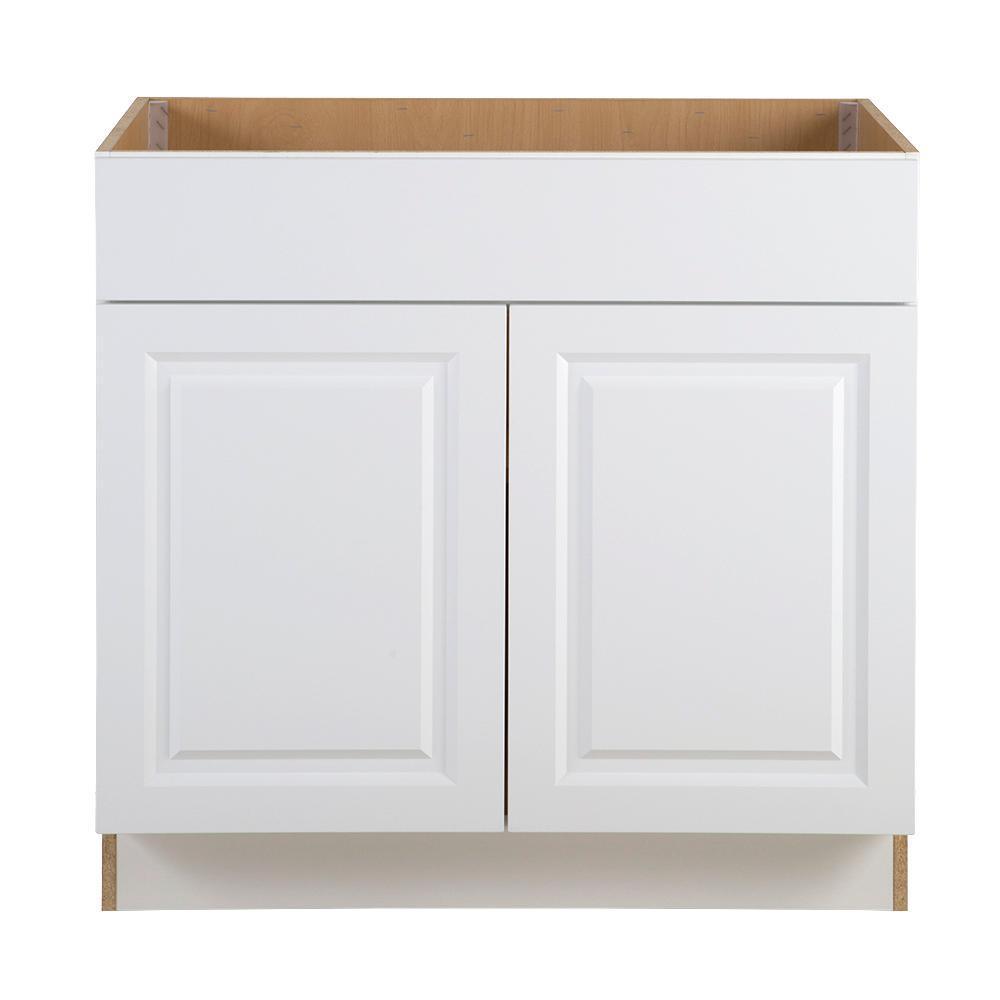 Benton Assembled 30x34.5x24 in. Sink Base Cabinet with False Drawer Front in White - Super Arbor