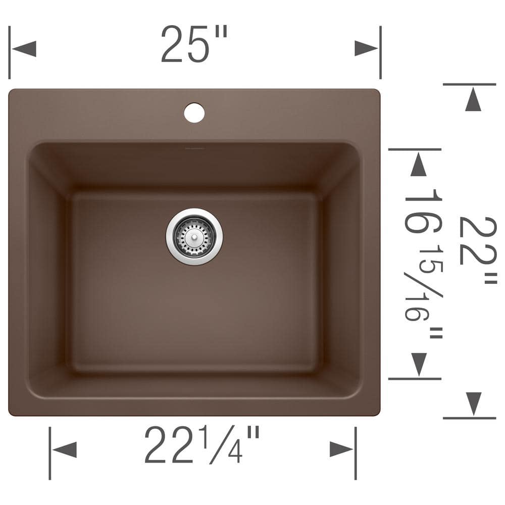 Blanco Liven 25" x 22" Granite Undermount Laundry Sink in Cafe Brown