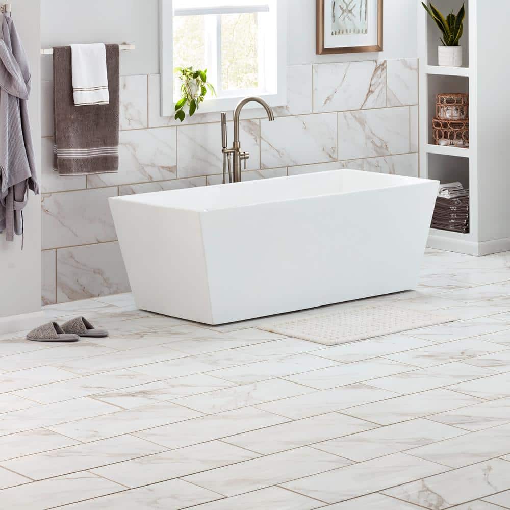 Marazzi Sanden Calacatta Gold Marble Matte 12 in. x 24 in. Glazed Porcelain Floor and Wall Tile, 15.6 sq. ft. per Case