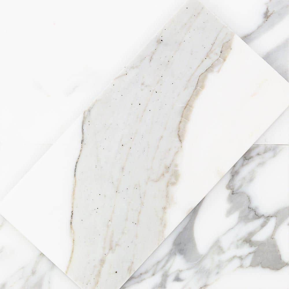 Ivy Hill Tile Calacatta 4 in. x 8 in. x 9mm Polished Marble Subway Tile (25 pieces / 5.55 sq. ft. / box)