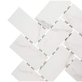 Marazzi Developed by Nature Calacatta 12 in. x 14 in. x 6 mm Ceramic Herringbone Mosaic Floor and Wall Tile (0.67 sq. ft. per piece)