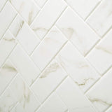 Marazzi Developed by Nature Calacatta 12 in. x 14 in. x 6 mm Ceramic Herringbone Mosaic Floor and Wall Tile (0.67 sq. ft. per piece)