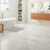 Daltile QuicTile 12 in. x 24 in. Panda Marble Polished Porcelain Locking Floor Tile (9.6 sq. ft. / case)