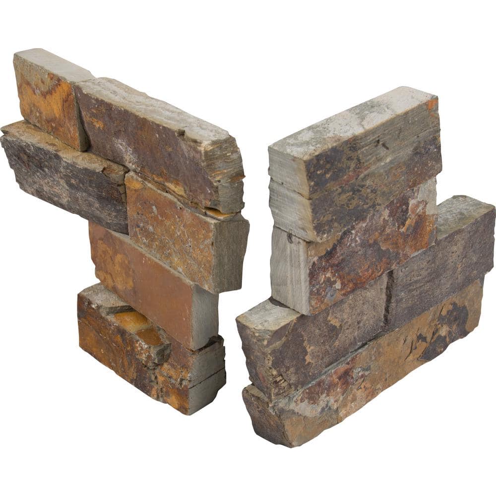 MSI California Gold Ledger Corner 6 in. x 6 in. Natural Slate Wall Tile (2 sq. ft. / Case)