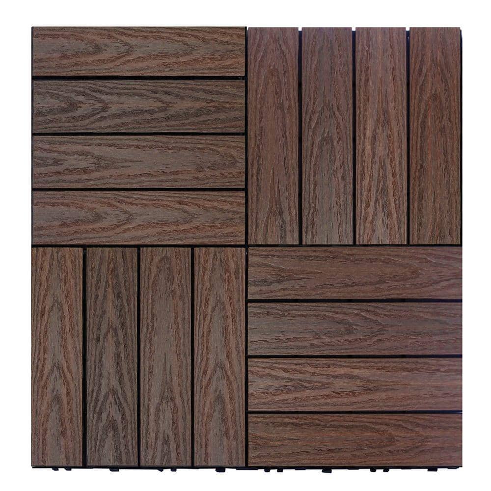 NewTechWood UltraShield Naturale 1 ft. x 1 ft. Quick Deck Outdoor Composite Deck Tile Sample in California Redwood
