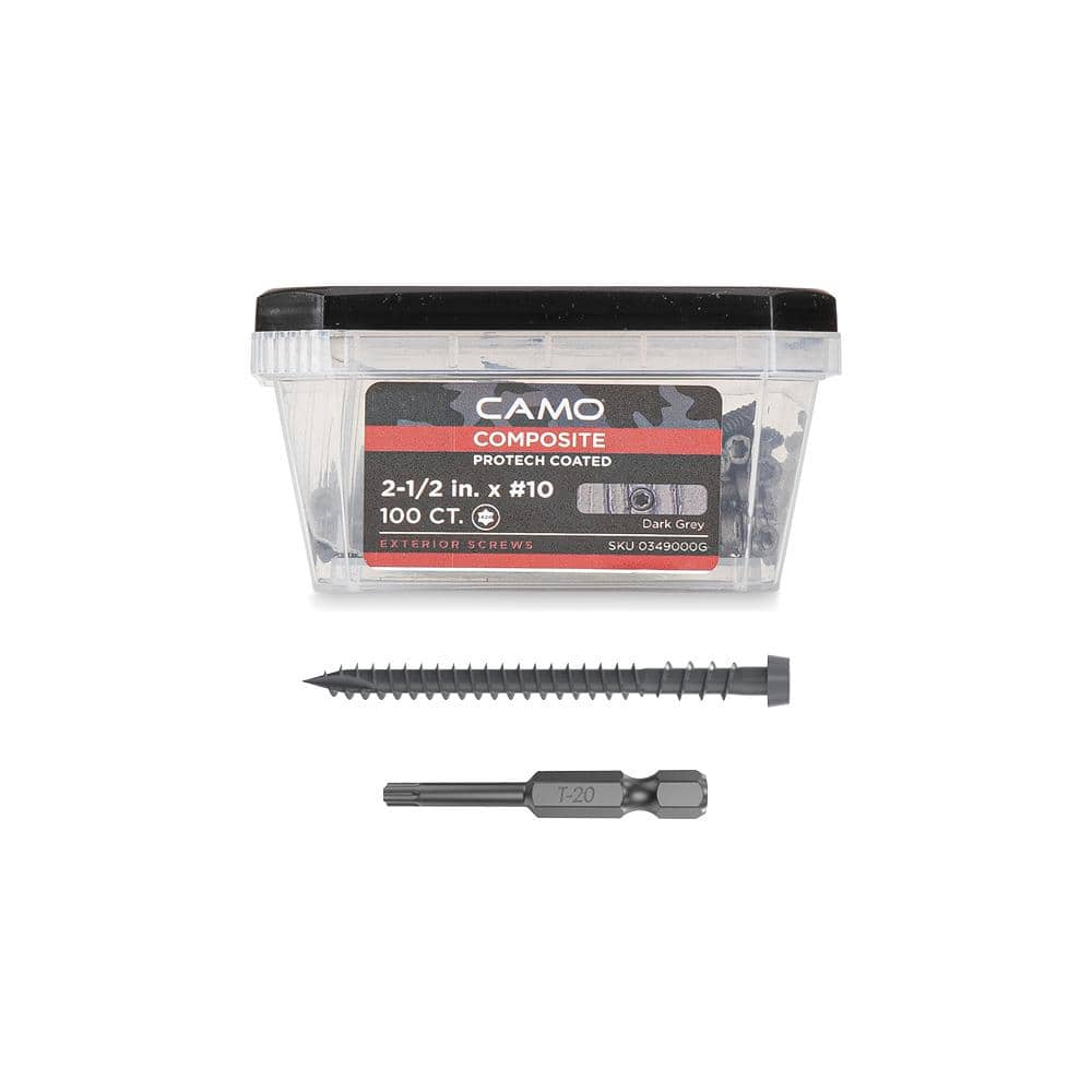 CAMO #10 2-1/2 in. Dark Gray Star Drive Trim-Head Composite Deck Screw (100-Count)