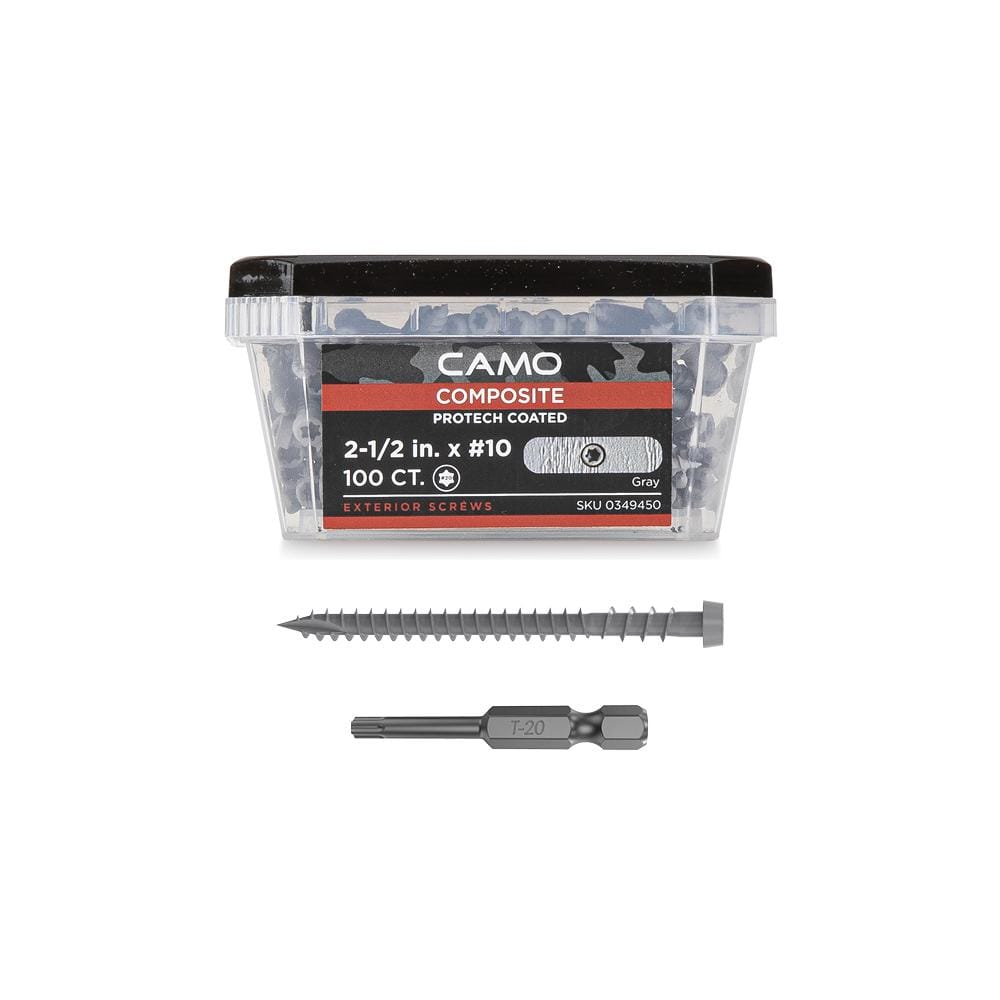 CAMO #10 2-1/2 in. Gray Star Drive Trim-Head Composite Deck Screw (100-Count)
