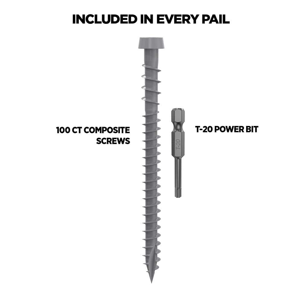 CAMO #10 2-1/2 in. Gray Star Drive Trim-Head Composite Deck Screw (100-Count)