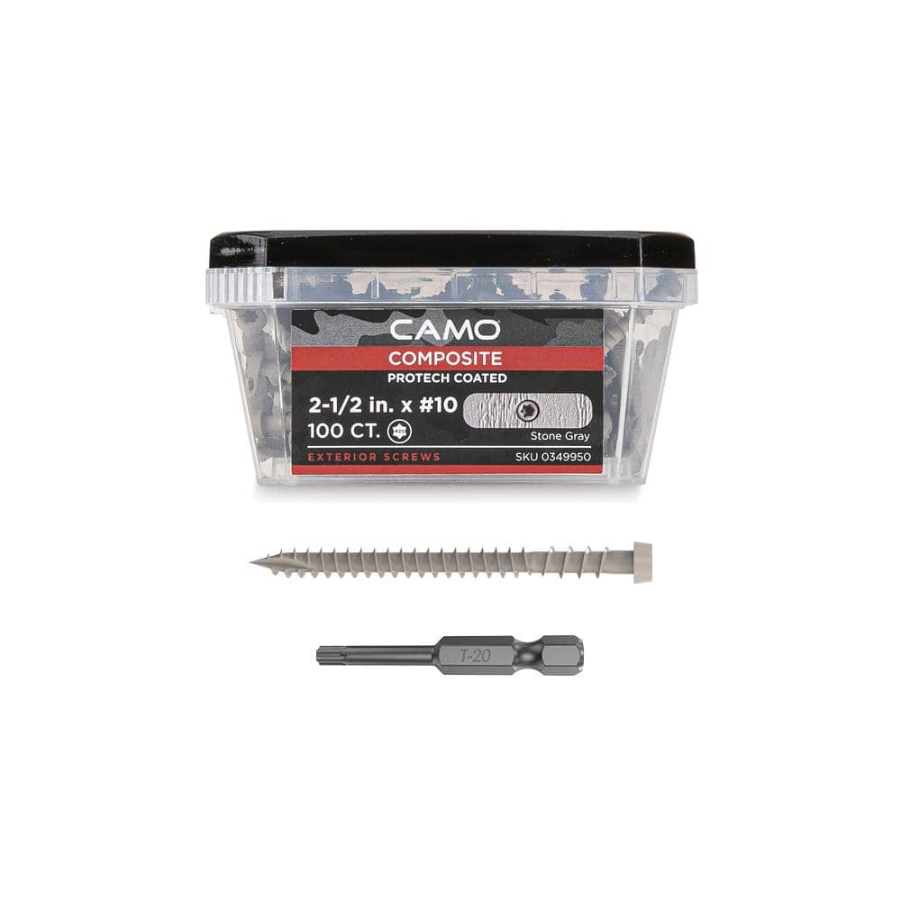 CAMO #10 2-1/2 in. Stone Gray Star Drive Trim-Head Composite Deck Screw (100-Count)