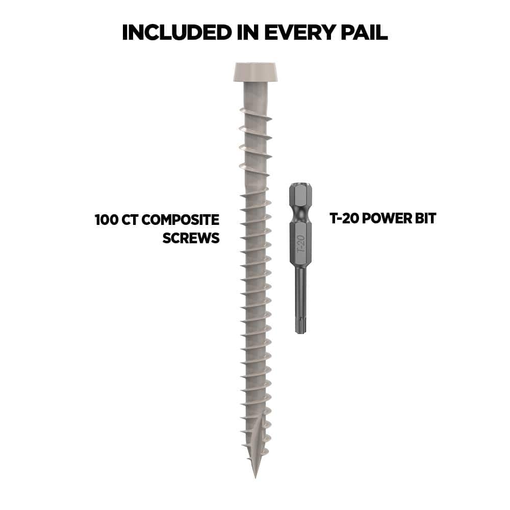 CAMO #10 2-1/2 in. Stone Gray Star Drive Trim-Head Composite Deck Screw (100-Count)