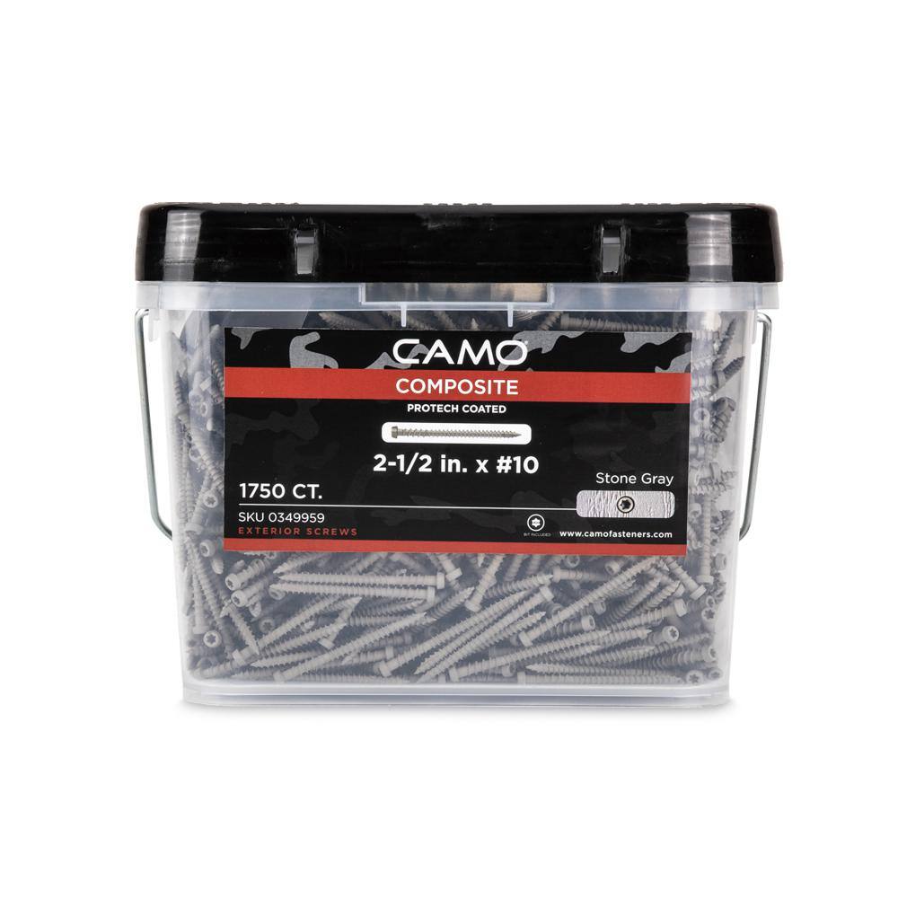 CAMO #10 2-1/2 in. Stone Gray Star Drive Trim-Head Composite Deck Screw (1750-Count)
