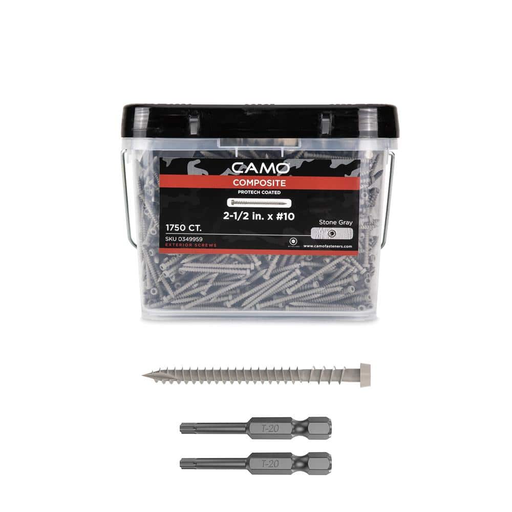 CAMO #10 2-1/2 in. Stone Gray Star Drive Trim-Head Composite Deck Screw (1750-Count)