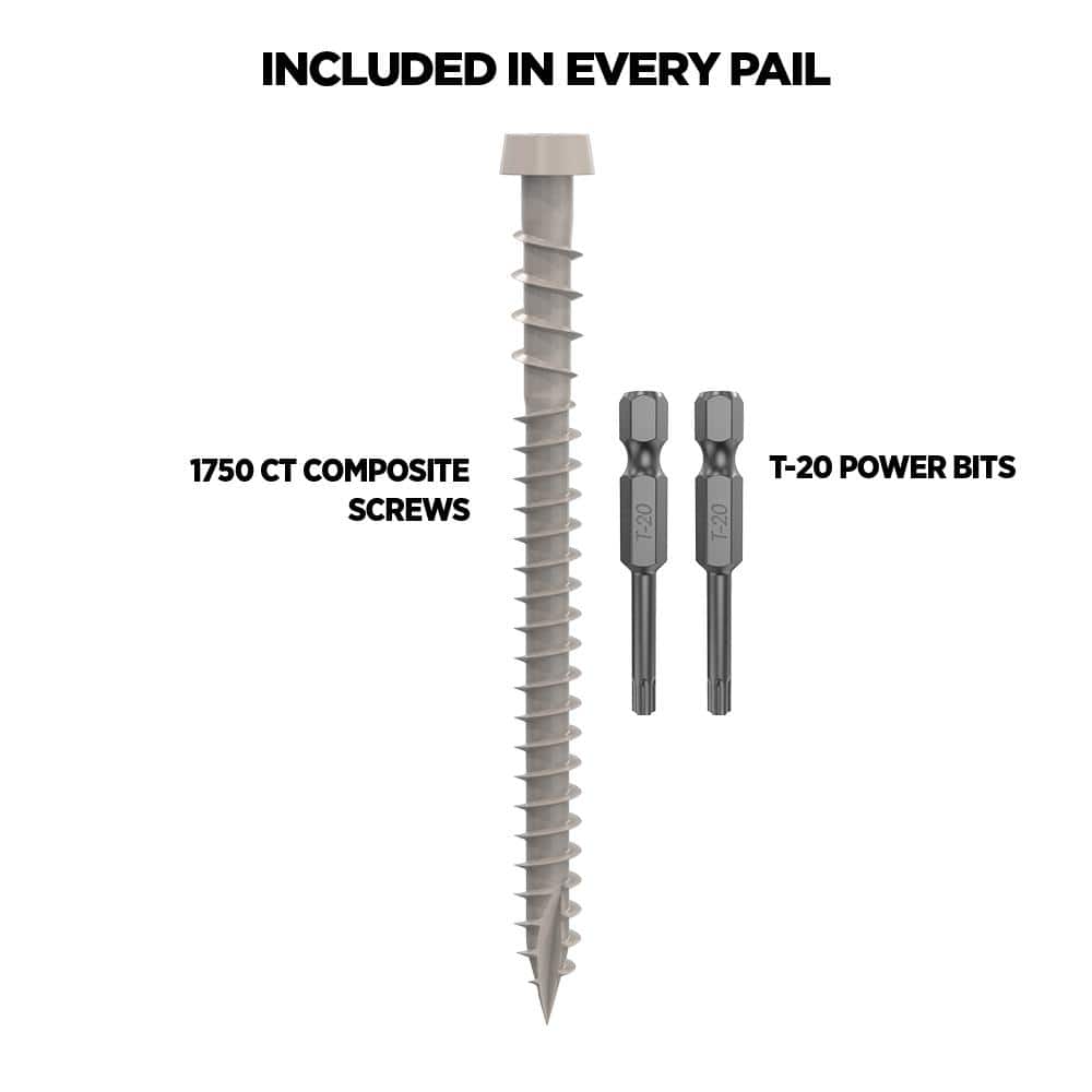 CAMO #10 2-1/2 in. Stone Gray Star Drive Trim-Head Composite Deck Screw (1750-Count)