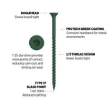 CAMO 3 in. #9 Green Star Drive Exterior Bugle Head Wood Deck Screws (350-Count)