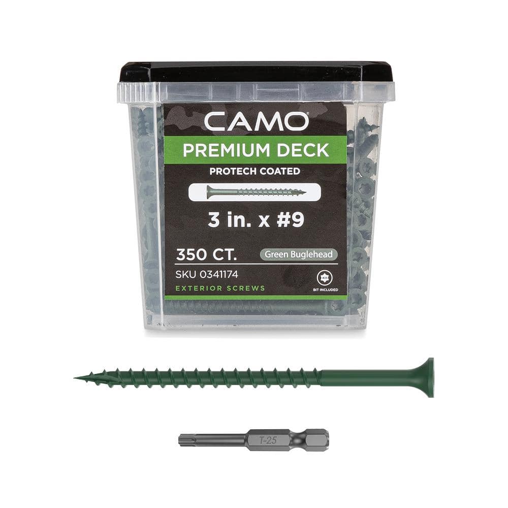 CAMO 3 in. #9 Green Star Drive Exterior Bugle Head Wood Deck Screws (350-Count)