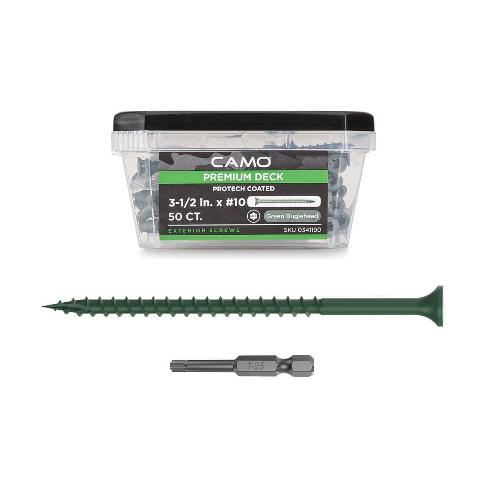 CAMO 3-1/2 in. #10 Green Star Drive Exterior Bugle Head Wood Deck Screws (50-Count)