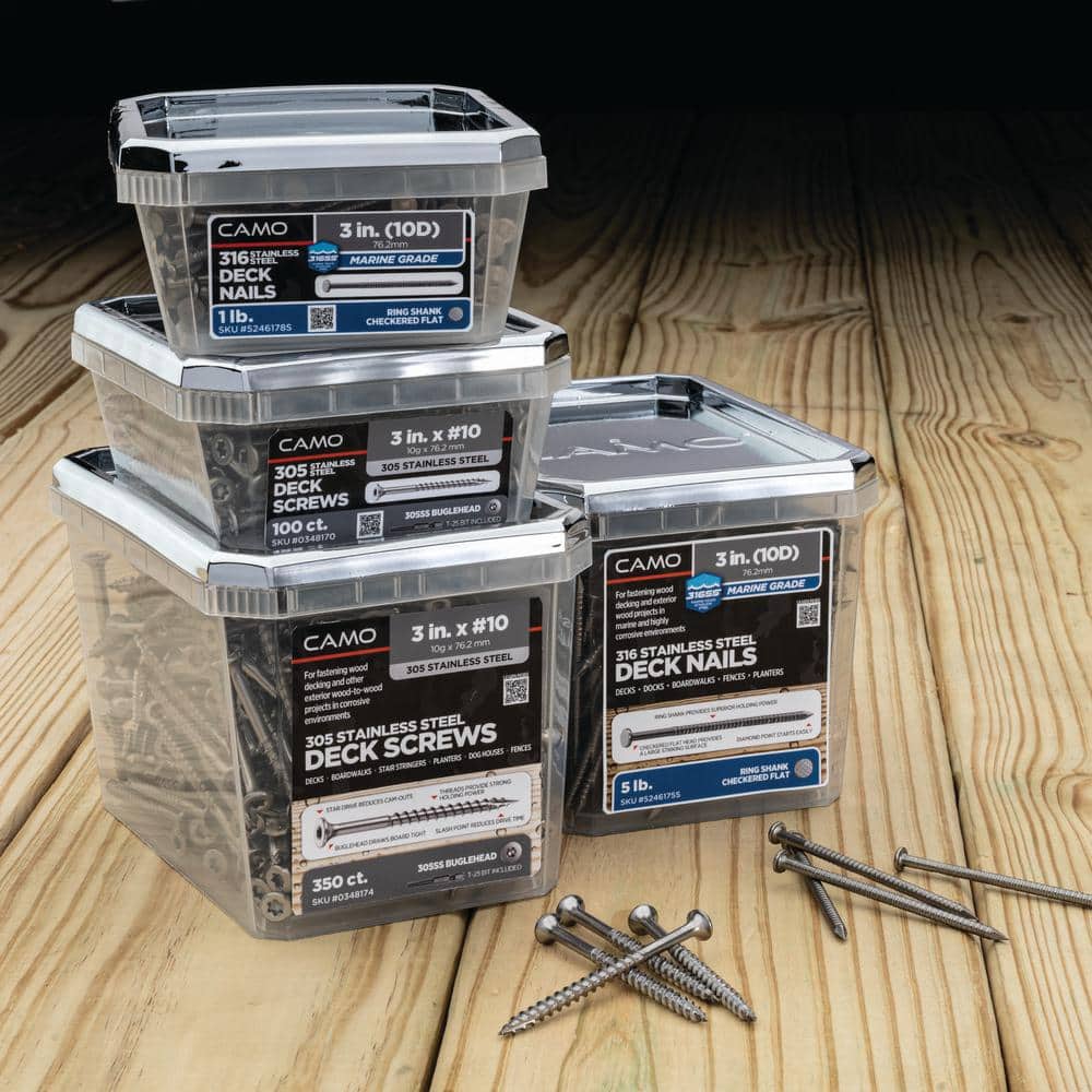 CAMO 3-1/2 in. #10 316 Stainless Steel Premium Star Drive Bugle-Head Deck Screws (50-Count)
