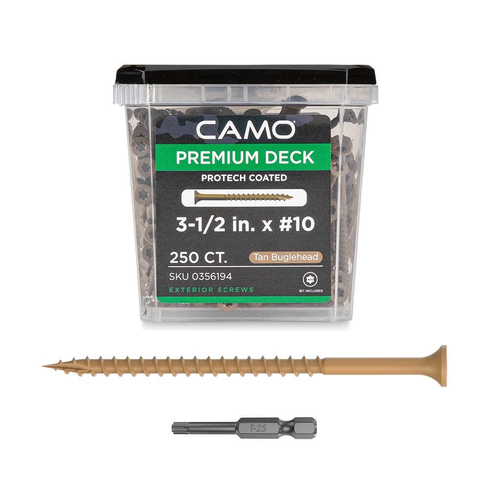 CAMO 3-1/2 in. #10 Tan Star Drive Exterior Bugle Head Wood Deck Screws (250-Count)