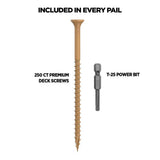 CAMO 3-1/2 in. #10 Tan Star Drive Exterior Bugle Head Wood Deck Screws (250-Count)