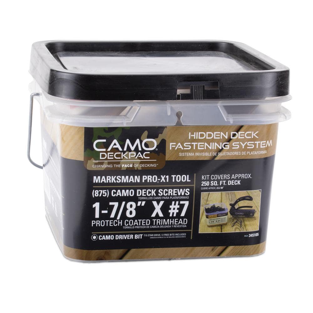 CAMO DeckPac 875 1-⅞ in. Exterior Coated Trimhead Hidden Edge Deck Screws with Marksman Pro-X1 and Driver Bits