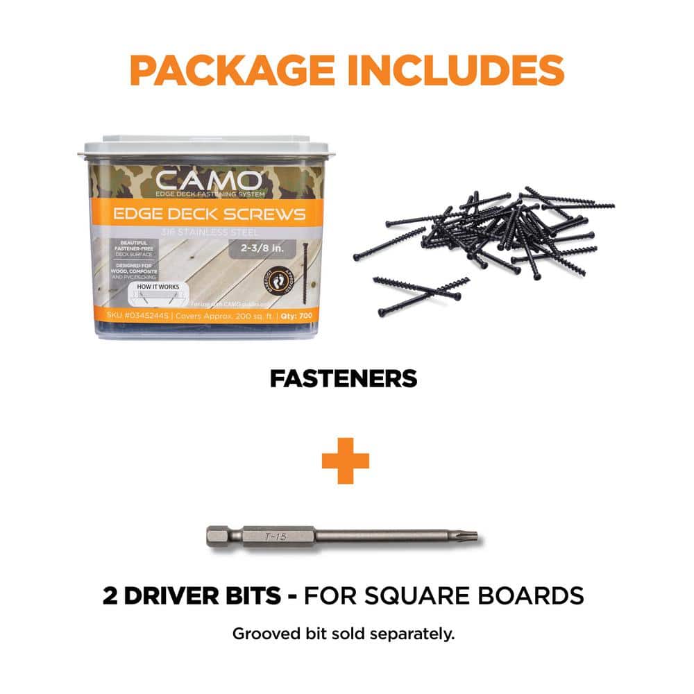 CAMO 2-⅜ in. 316 Stainless Steel Trimhead Hidden Edge Deck Screw (700-Count)