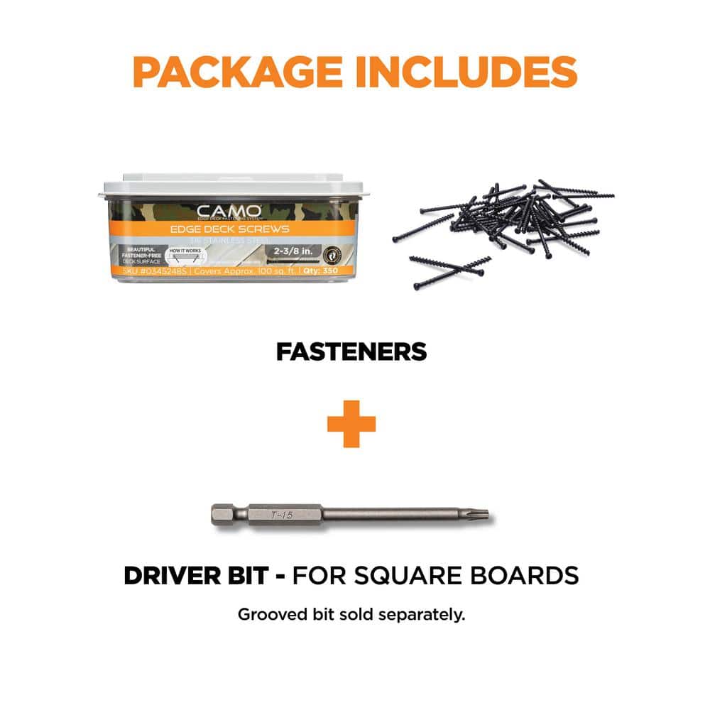 CAMO 2-⅜ in. 316 Stainless Steel Trimhead Hidden Edge Deck Screw (350-Count)