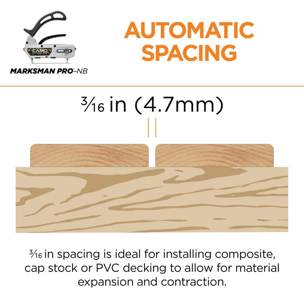 CAMO Marksman Pro-NB 3/16 Spacing Deck Tool for Edge Screw Hidden Deck Fasteners and Narrow Decking Boards