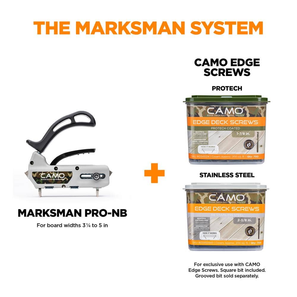 CAMO Marksman Pro-NB 3/16 Spacing Deck Tool for Edge Screw Hidden Deck Fasteners and Narrow Decking Boards