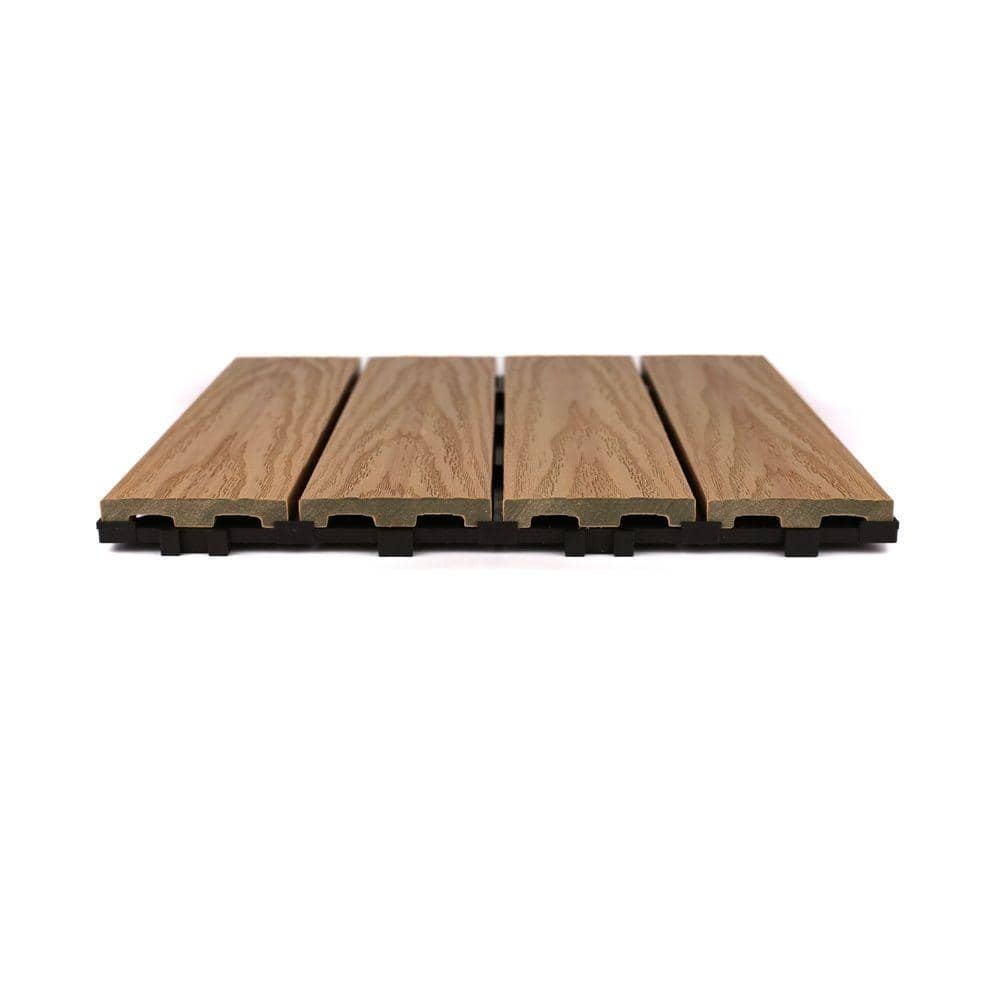 NewTechWood UltraShield Naturale 1 ft. x 1 ft. Quick Deck Outdoor Composite Deck Tile Sample in Canadian Maple