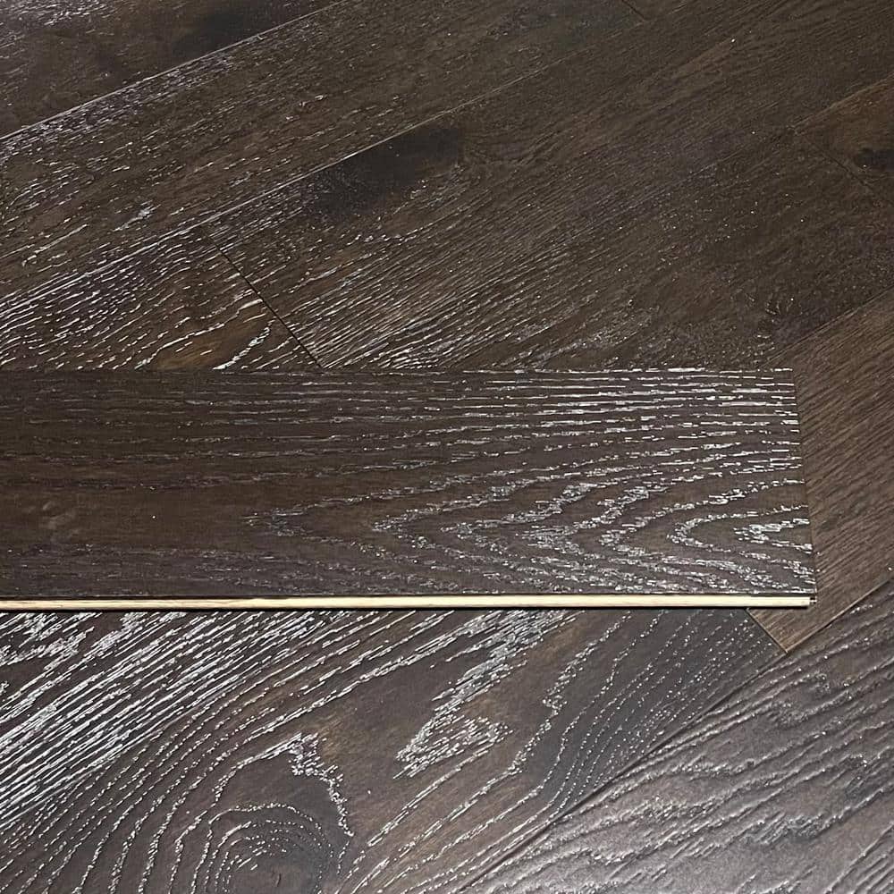Dekorman Caramel Oak 3/8 in. T x 6.5 in. W Tongue and Groove Wire Brushed Engineered Hardwood Flooring (31.97 sq.ft./case)