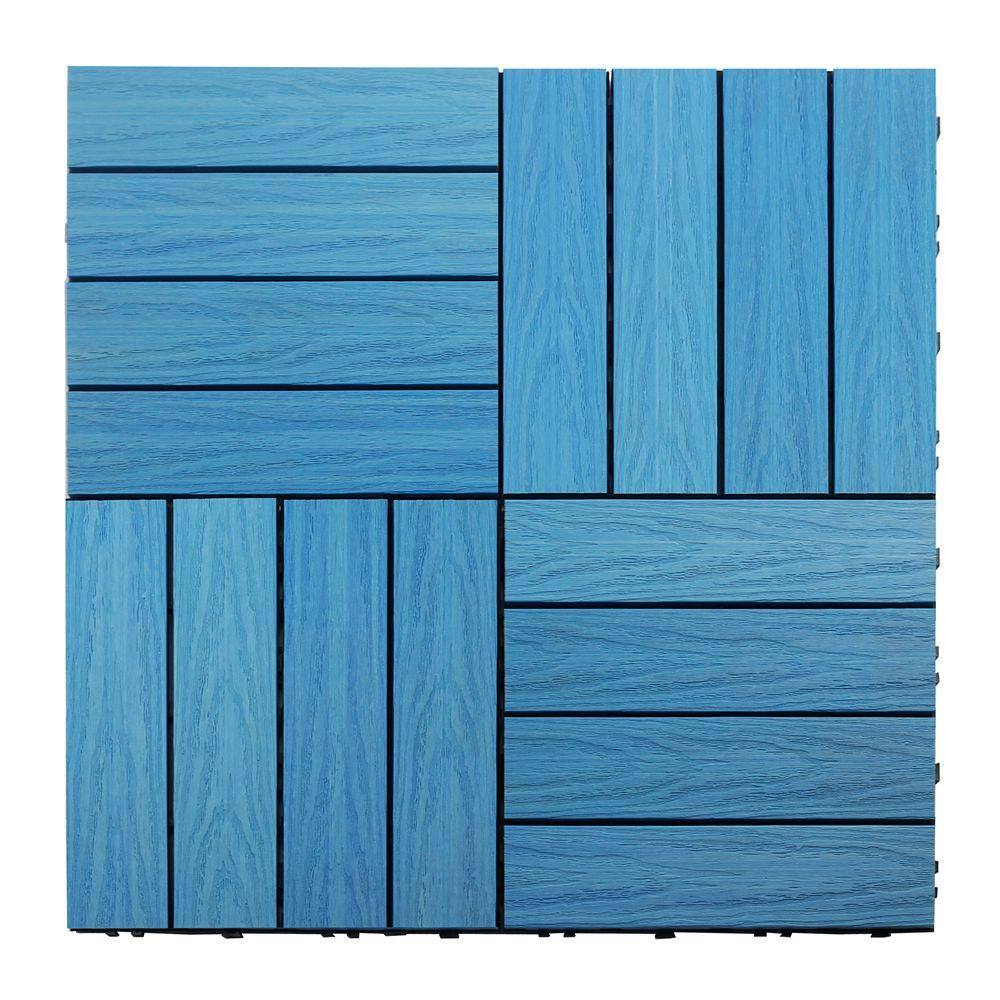 NewTechWood UltraShield Naturale 1 ft. x 1 ft. Quick Deck Outdoor Composite Deck Tile Sample in Caribbean Blue