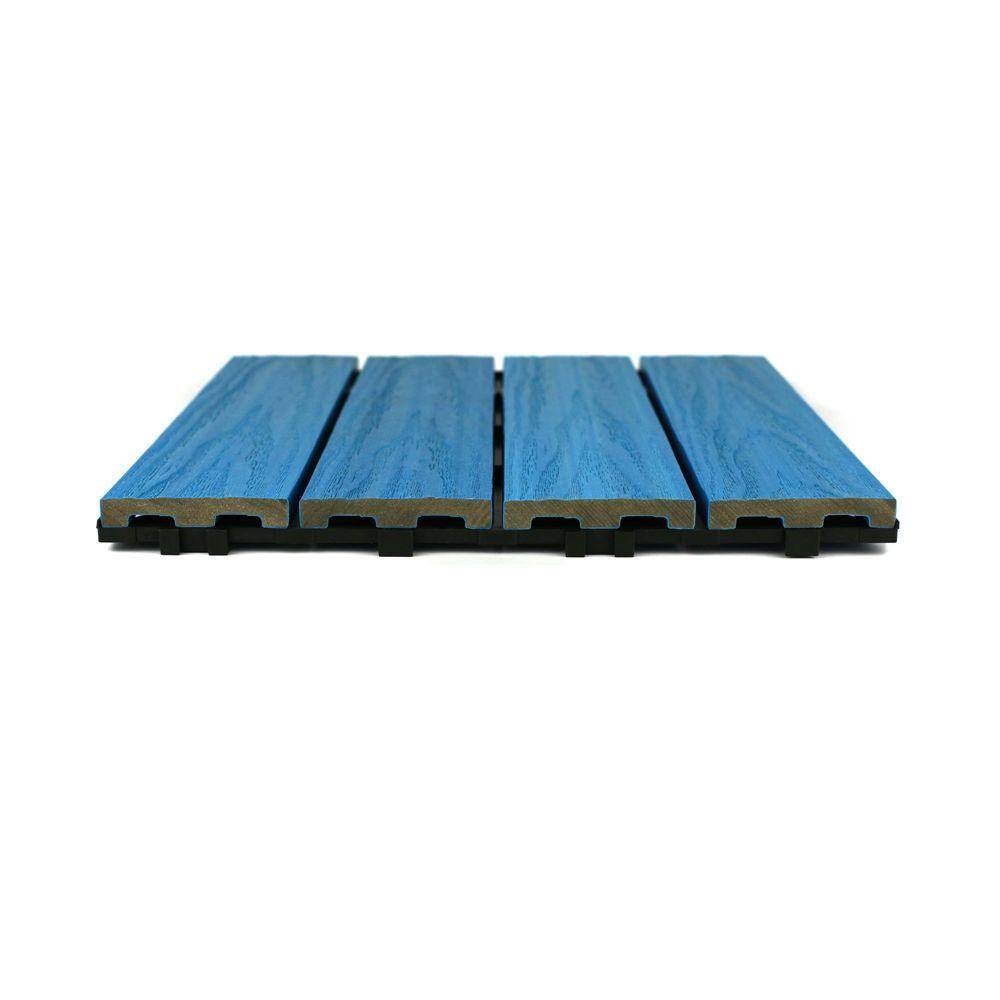 NewTechWood UltraShield Naturale 1 ft. x 1 ft. Quick Deck Outdoor Composite Deck Tile Sample in Caribbean Blue