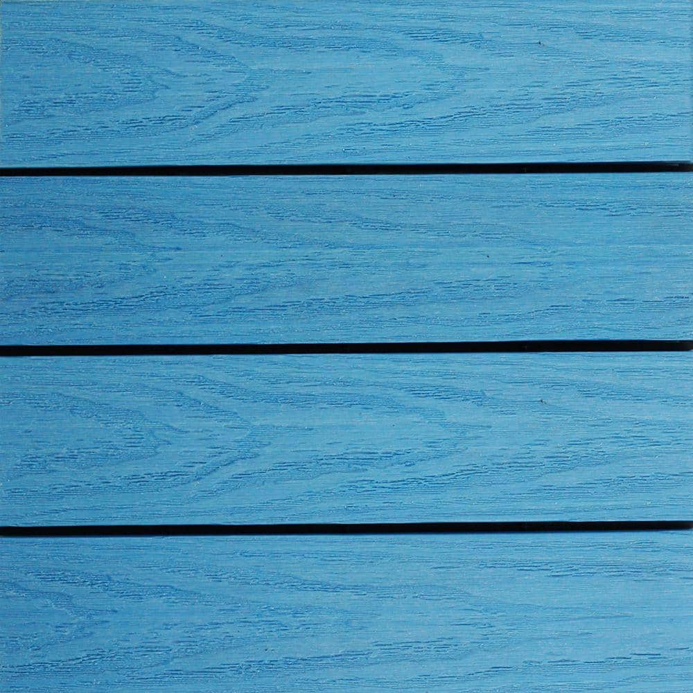 NewTechWood UltraShield Naturale 1 ft. x 1 ft. Quick Deck Outdoor Composite Deck Tile Sample in Caribbean Blue