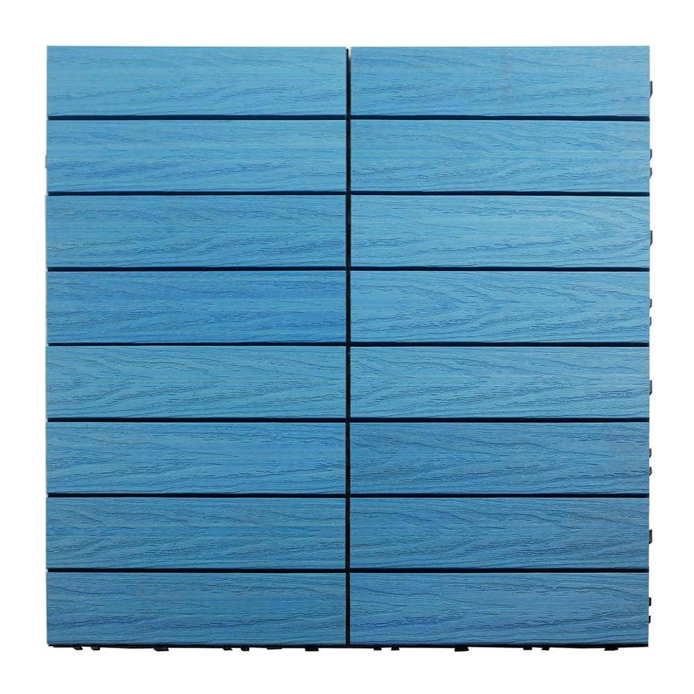 NewTechWood UltraShield Naturale 1 ft. x 1 ft. Quick Deck Outdoor Composite Deck Tile in Caribbean Blue (10 sq. ft. per box)