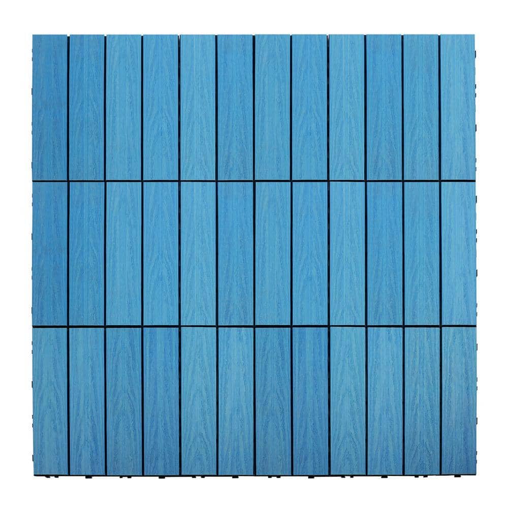 NewTechWood UltraShield Naturale 1 ft. x 1 ft. Quick Deck Outdoor Composite Deck Tile in Caribbean Blue (10 sq. ft. per box)