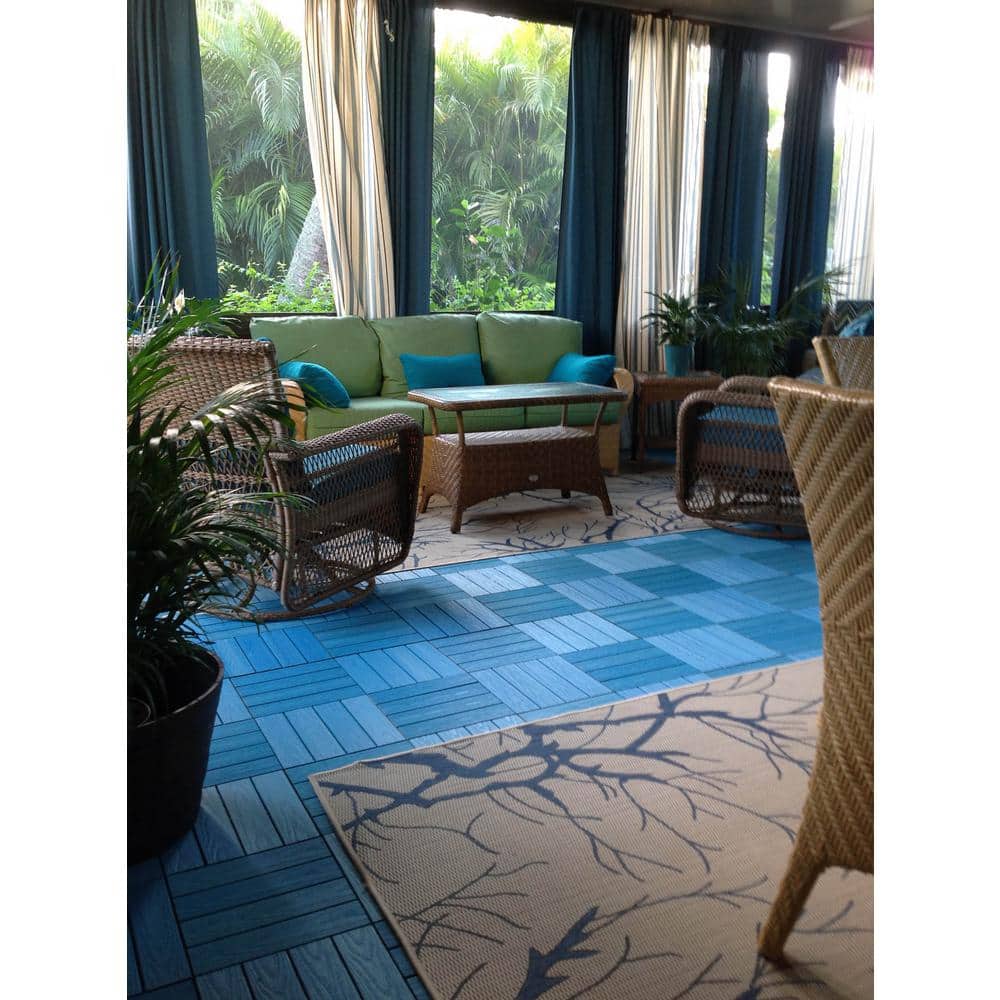 NewTechWood UltraShield Naturale 1 ft. x 1 ft. Quick Deck Outdoor Composite Deck Tile in Caribbean Blue (10 sq. ft. per box)