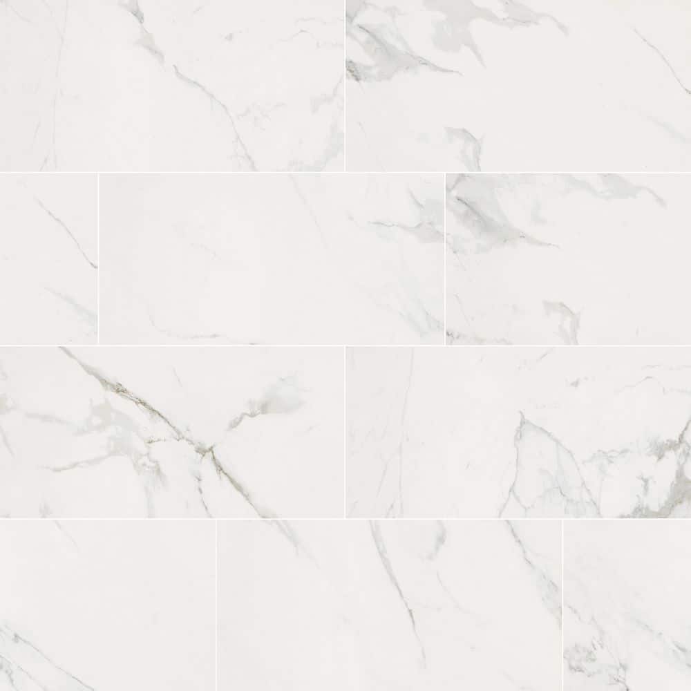 MSI 12 in. x 24 in. Carrara Polished Porcelain Floor and Wall Tile (16 sq. ft./case)