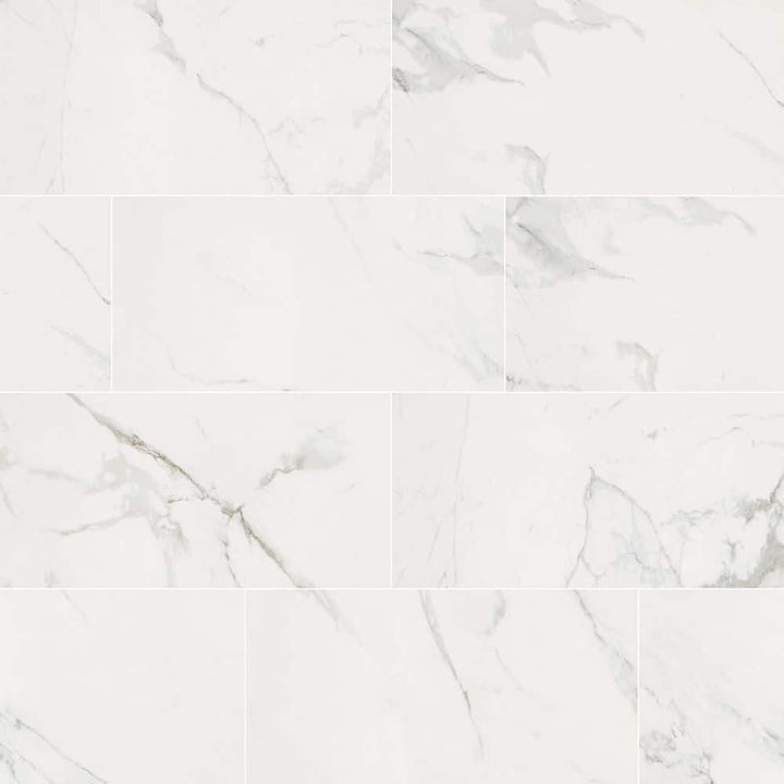 MSI 12 in. x 24 in. Carrara Polished Porcelain Floor and Wall Tile (16 sq. ft./case)
