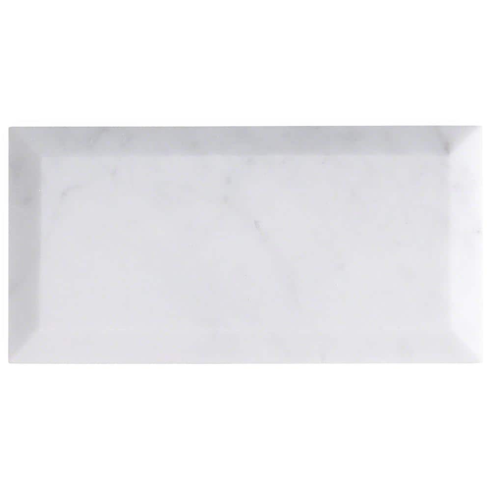 Ivy Hill Tile White Carrara Beveled 3 in. x 6 in. x 9mm Polished Marble Subway Tile (40 Pieces, 5 Sq. Ft. Per Box)
