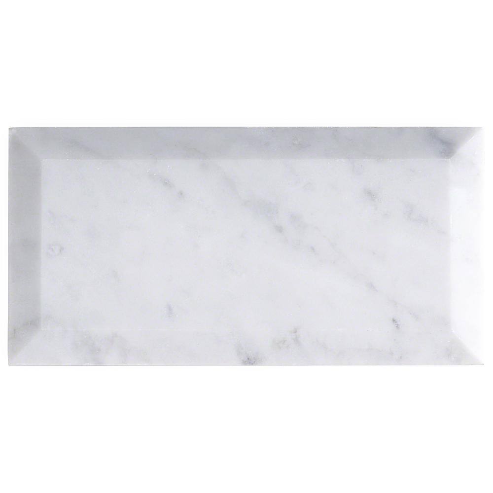 Ivy Hill Tile White Carrara Beveled 3 in. x 6 in. x 9mm Polished Marble Subway Tile (40 Pieces, 5 Sq. Ft. Per Box)