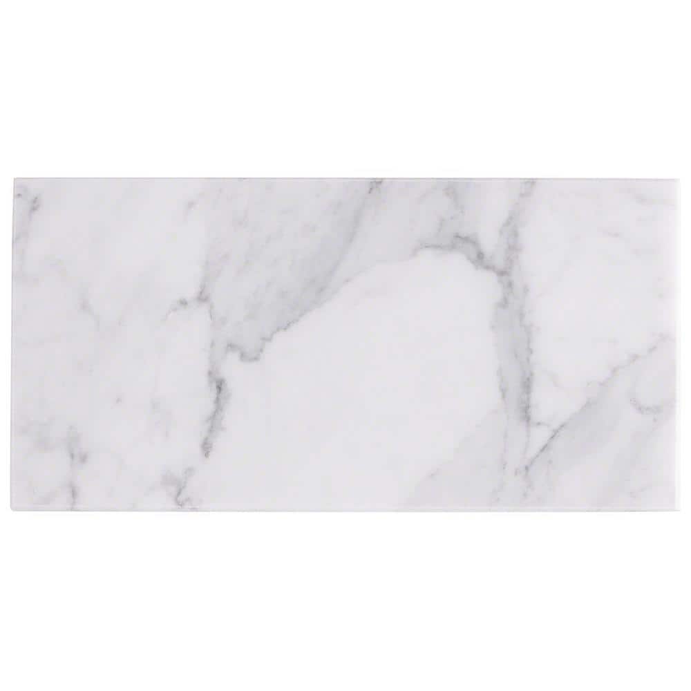 Ivy Hill Tile White Carrara 3 in. x 6 in. x 9mm Polished Marble Subway Tile (40 Pieces, 5 sq. ft. per Box)