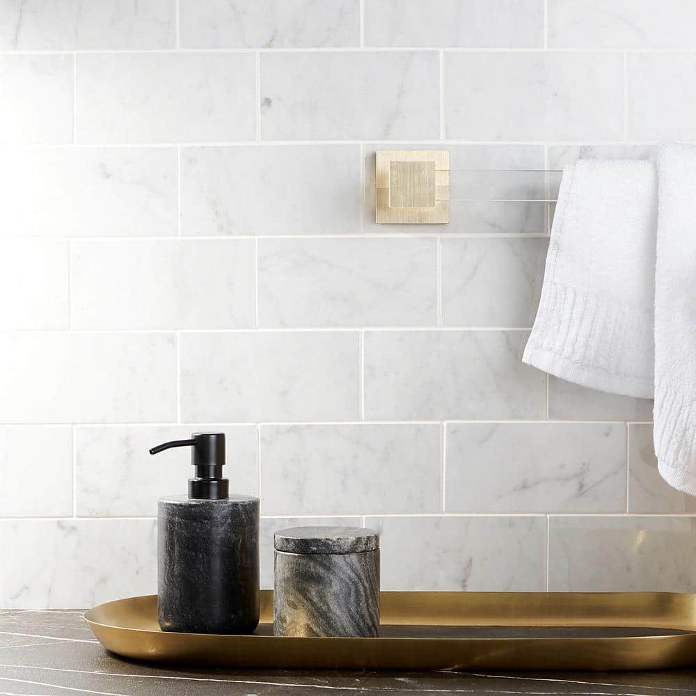 Ivy Hill Tile White Carrara 3 in. x 6 in. x 9mm Polished Marble Subway Tile (40 Pieces, 5 sq. ft. per Box)