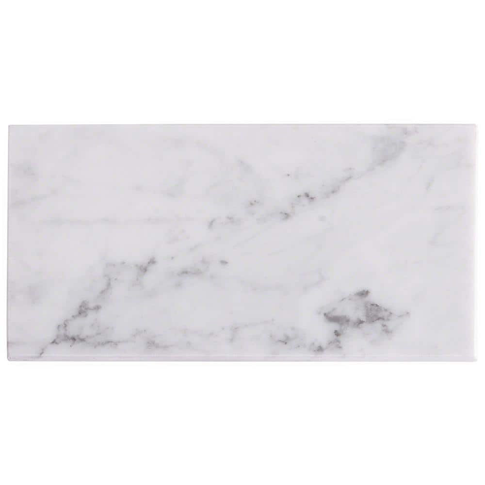 Ivy Hill Tile White Carrara 3 in. x 6 in. x 9mm Polished Marble Subway Tile (40 Pieces, 5 sq. ft. per Box)