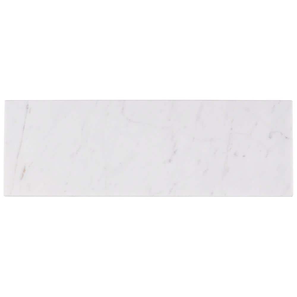 Ivy Hill Tile White Carrara 4 in. x 12 in. x 9mm Polished Marble Subway Tile (30 Pieces, 10 sq. ft. per Box)
