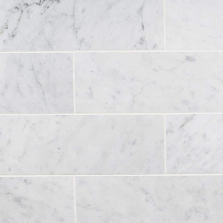 Ivy Hill Tile White Carrara 4 in. x 12 in. x 9mm Polished Marble Subway Tile (30 Pieces, 10 sq. ft. per Box)