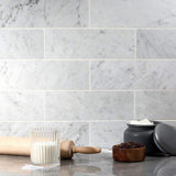 Ivy Hill Tile White Carrara 4 in. x 12 in. x 9mm Polished Marble Subway Tile (30 Pieces, 10 sq. ft. per Box)