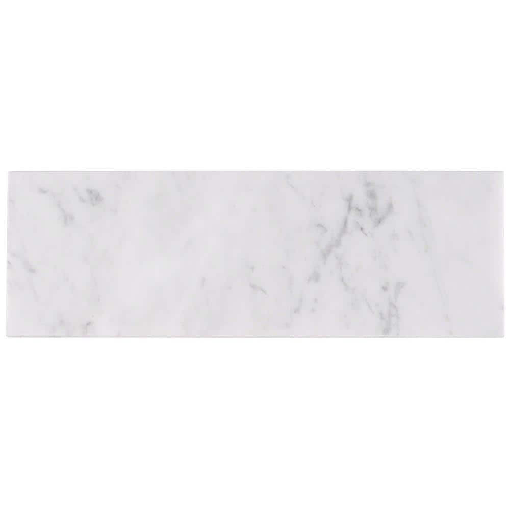 Ivy Hill Tile White Carrara 4 in. x 12 in. x 9mm Polished Marble Subway Tile (30 Pieces, 10 sq. ft. per Box)